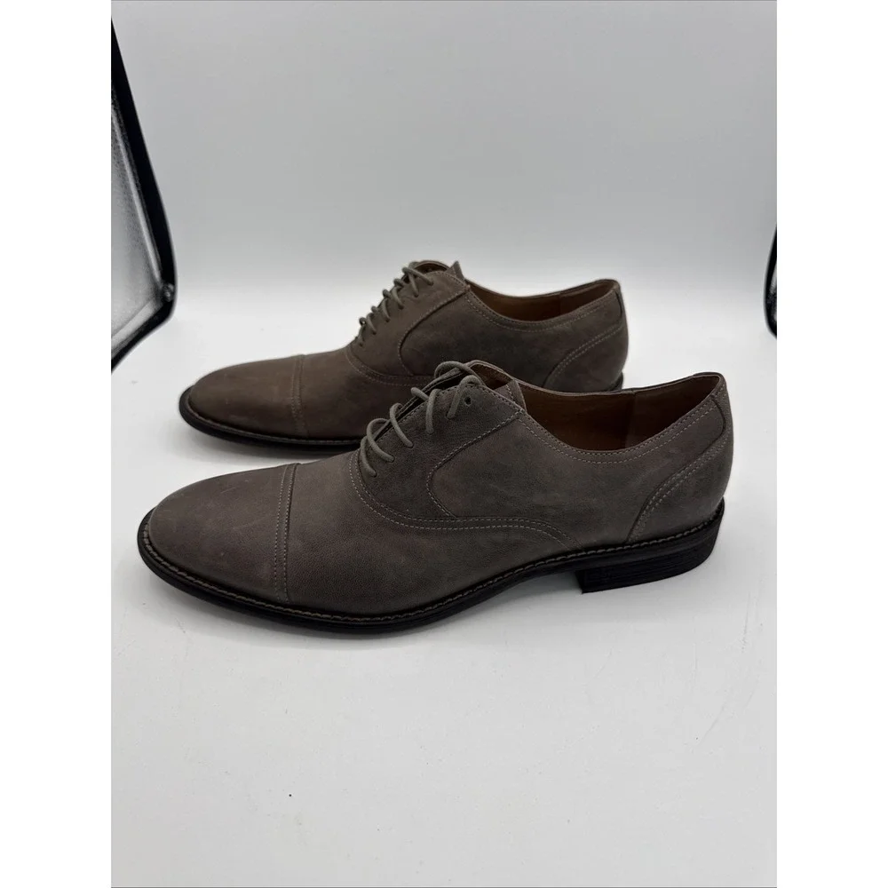 Joseph Abboud Taupe Gray Smooth Lace Up Oxford Men's Dress Shoes 10 Nice